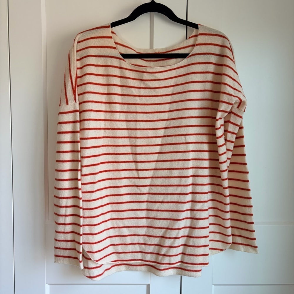 Vince Orange and Cream Cashmere Sweater | M